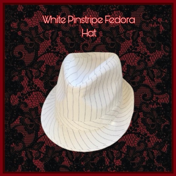 Accessories - White Pinstripe Fedora Hat